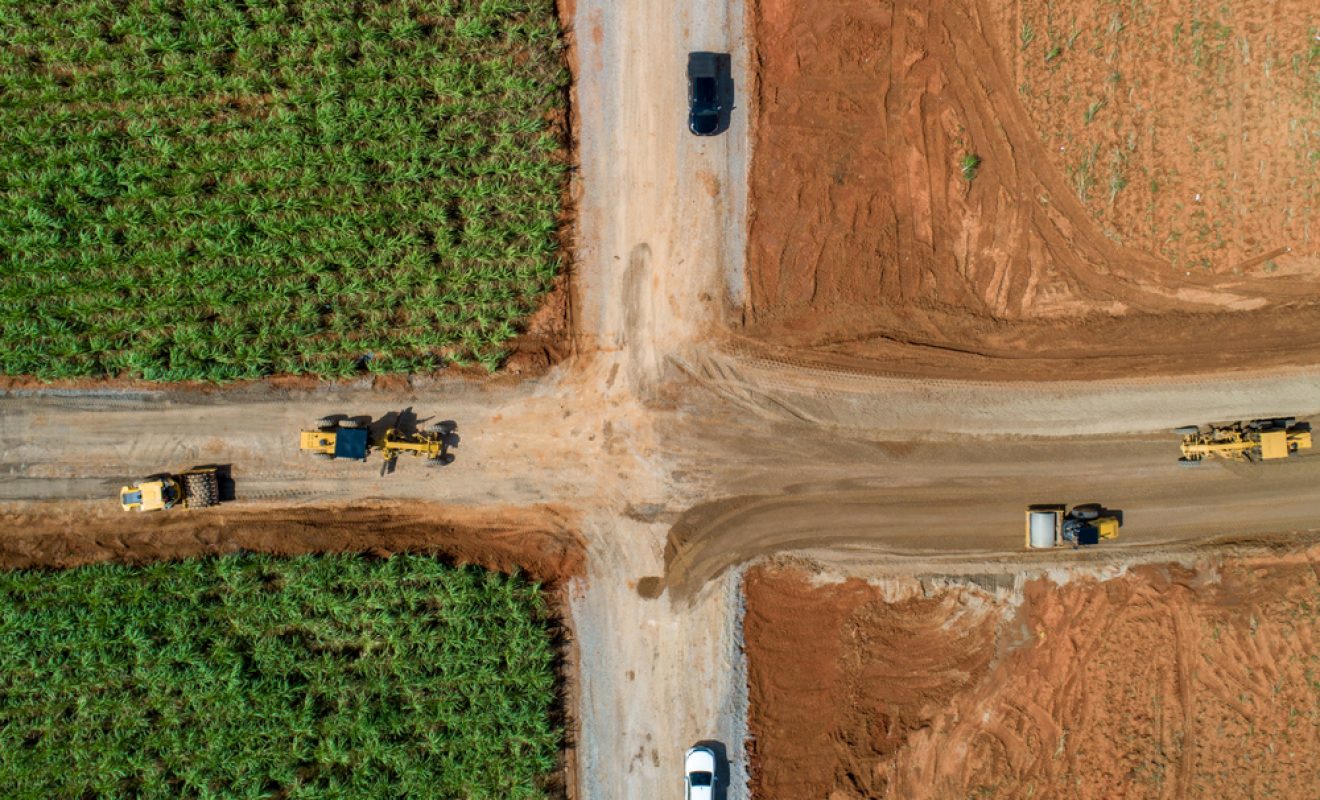 Aerial View Road Construction — Drone Inspection in Cairns, QLD